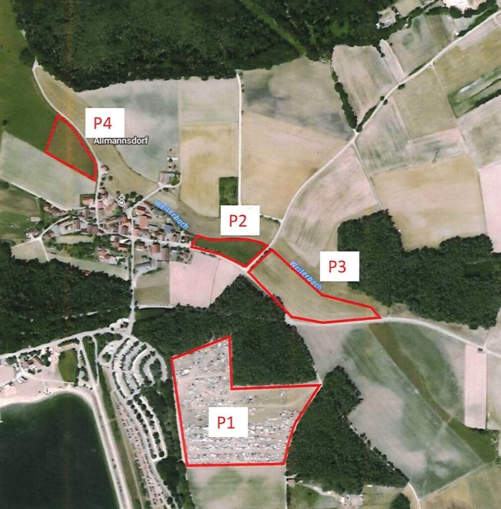 Parkplätze beim Brombachseetriathlon 2026